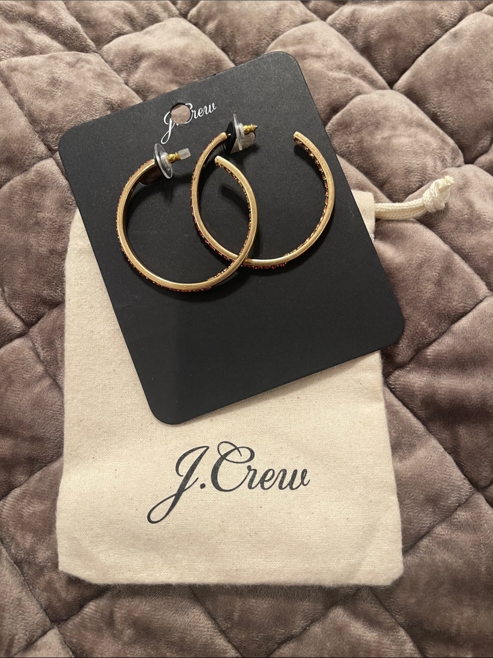 J. Crew Gold and Pink Thin Hoop Earrings